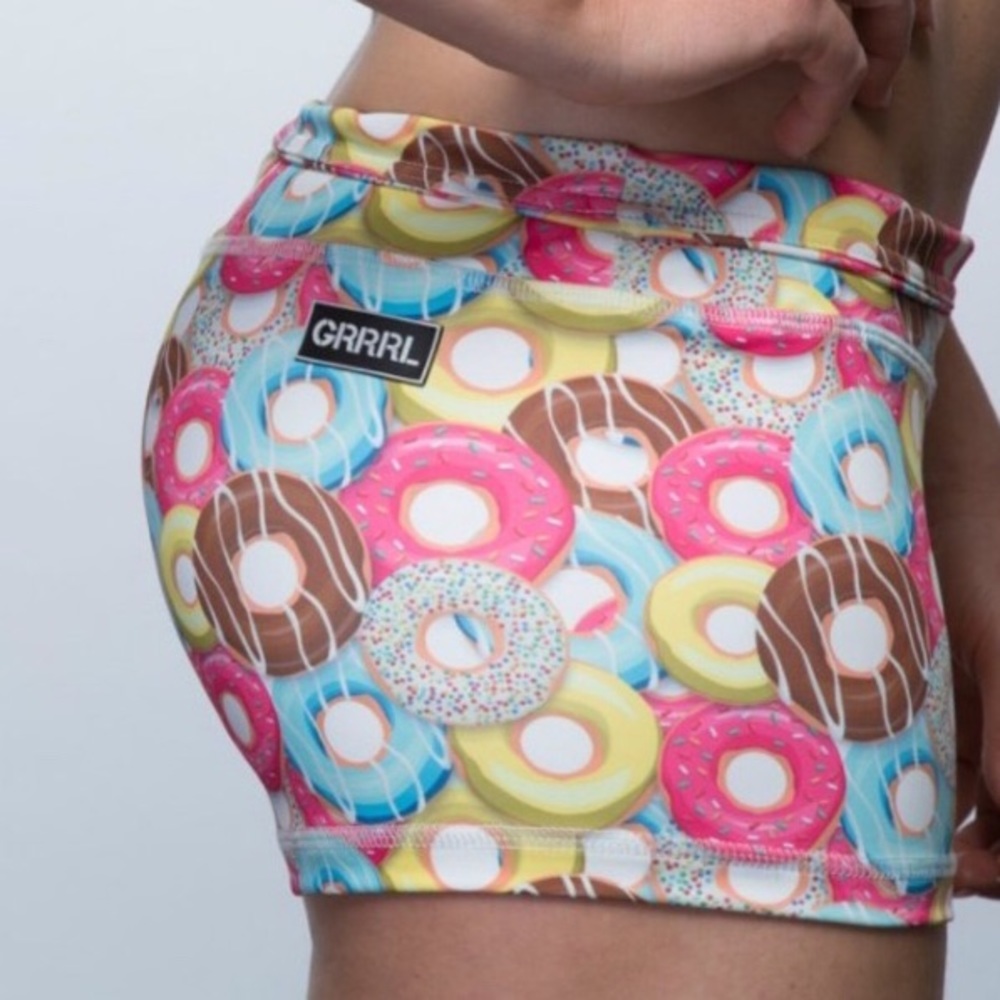 GRRRL QS Donut workout shorts NWOT